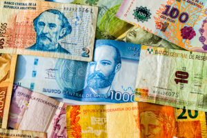 Mixed of South American banknotes